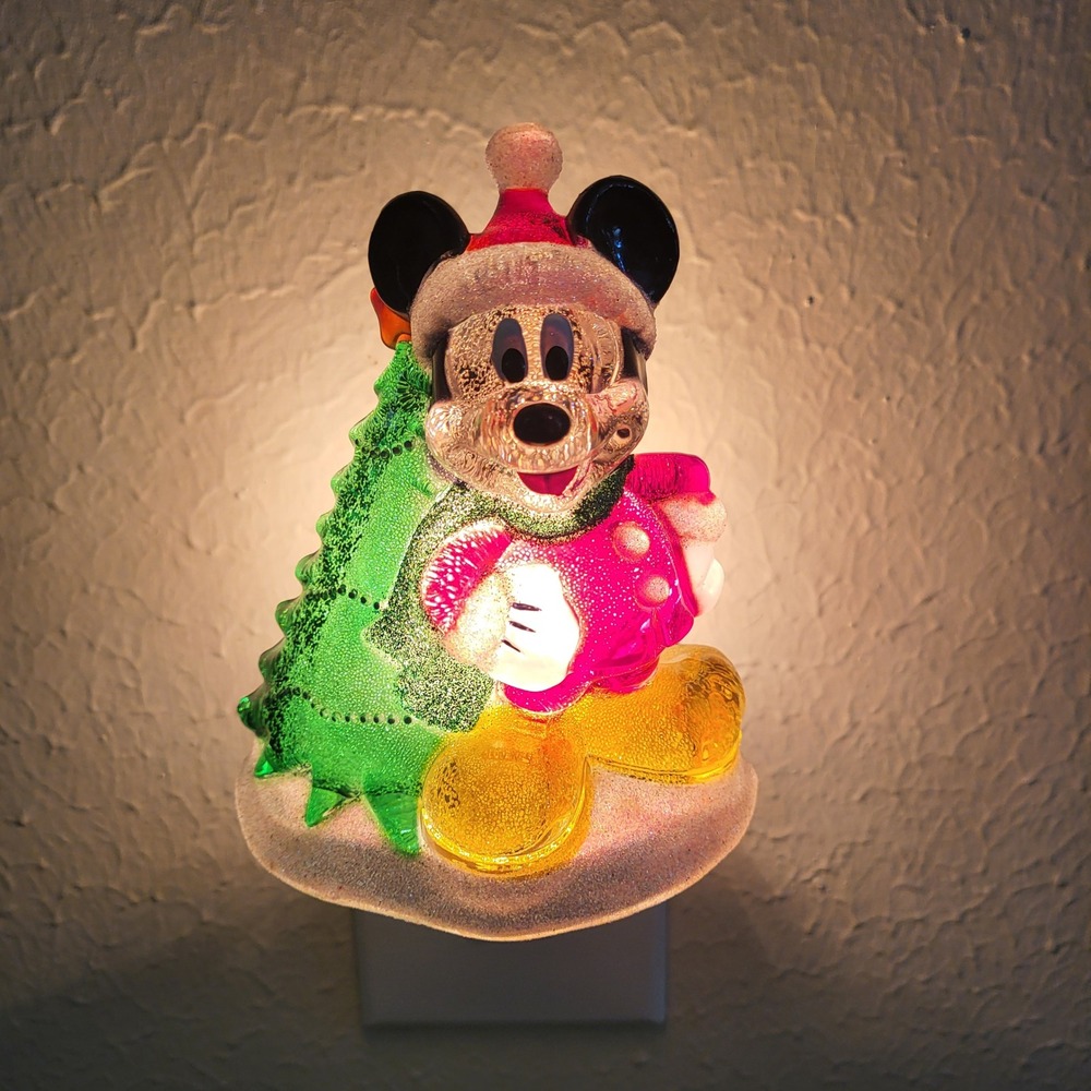 Disney Mickey Mouse Christmas Acrylic Night Light Rotating Plug 04-52-733-A